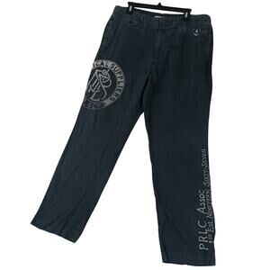 Polo Ralph Lauren Vintage Pants 36X32 Black Linen/Silk Nautical Supply Mariner
